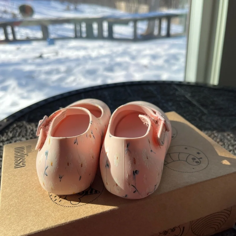 🌸MINI MELISSA BB BALLERINAS DORA BABY PINK WHITE SHOES 7